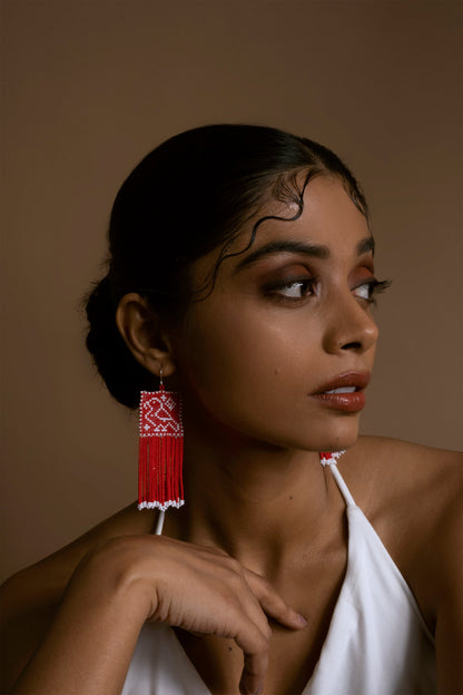 Lal Popat Beaded Earrings