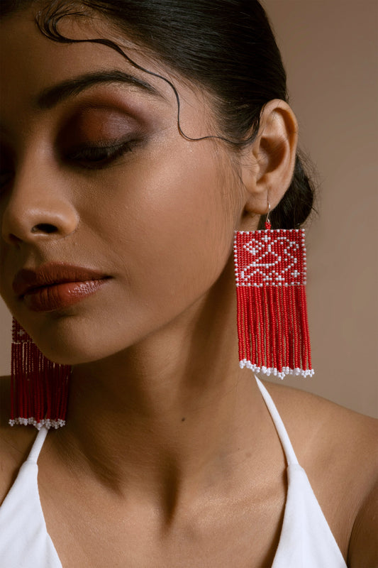 Lal Popat Beaded Earrings