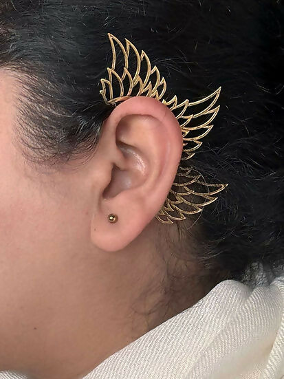 Angel Wings Brass Earcuffs