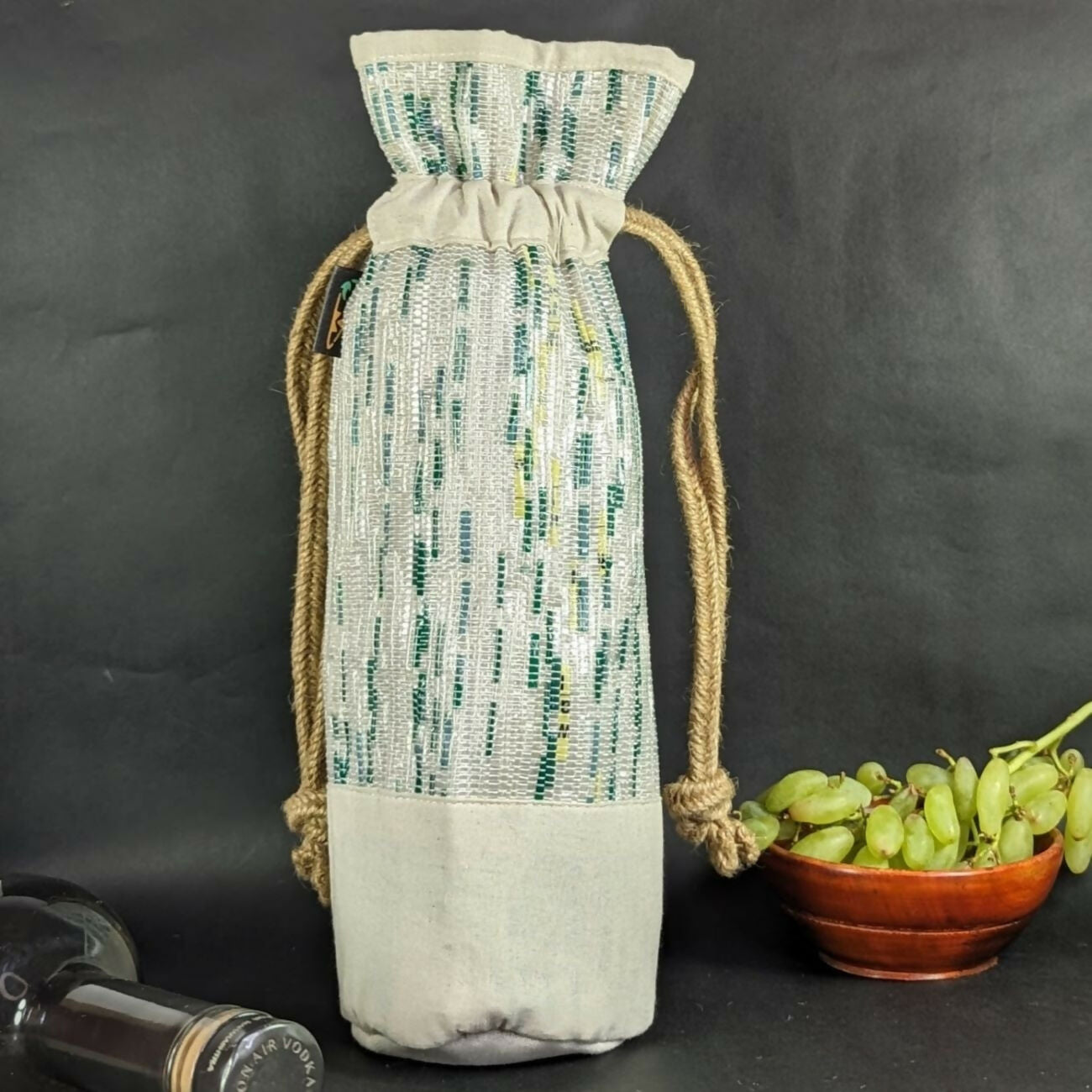 Upcycled Handwoven: Wine Bottle Holder