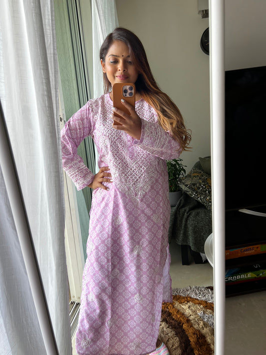 Printed Cotton Chikankari Kurti