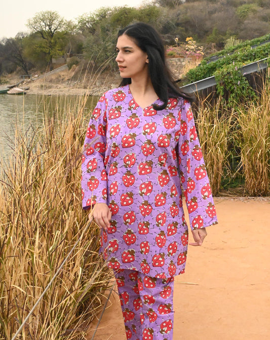 Love Bug Kurta Pyjama - Soft Cotton Co-ord Set