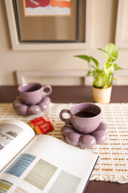 Purple Bubble Mug and Saucer Set