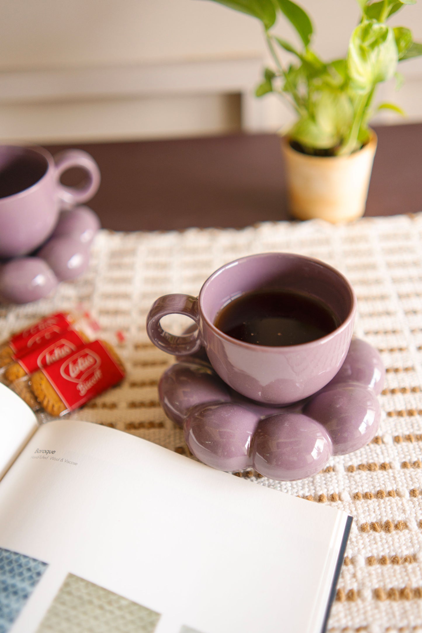 Purple Bubble Mug and Saucer Set