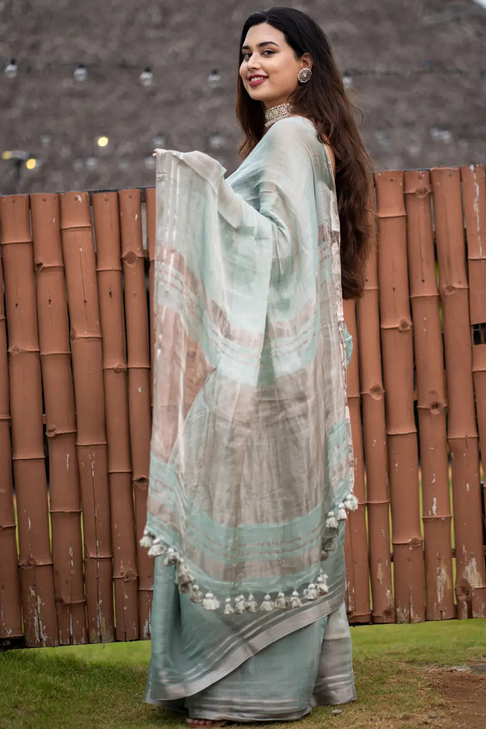 Tissue Silk Saree With Tassels