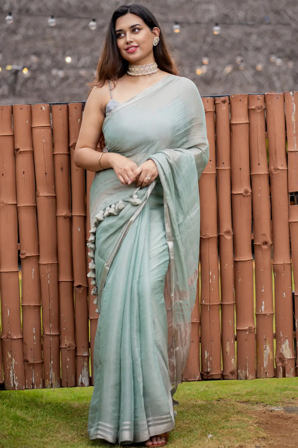 Tissue Silk Saree With Tassels