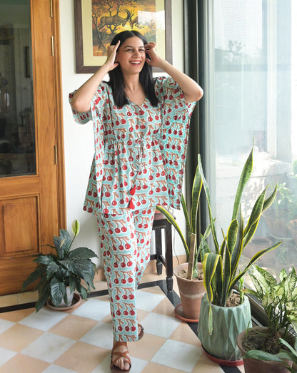 Mint Cherries Chill Jams Cotton Co-ord Set