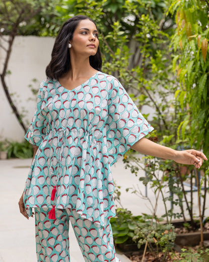 Janhvi Kapoor Mint Strawberry Chill Jams Cotton Co-ord Set