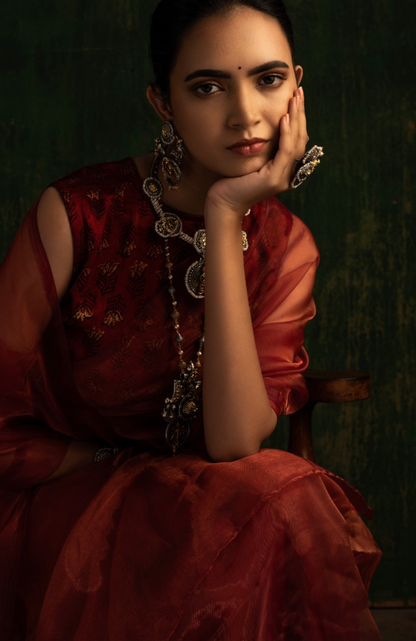 Honey Wine Semi Organza Saree