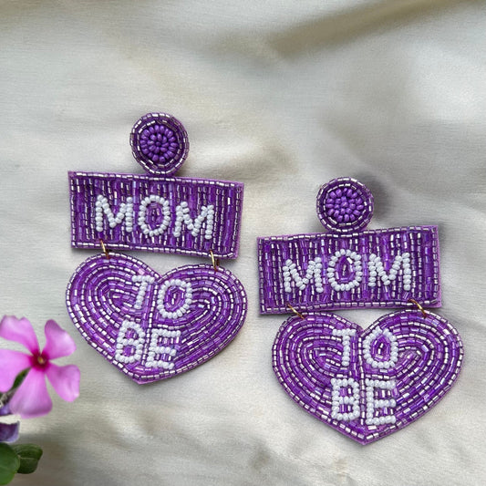 Mom To Be Beaded Lavender Earrings