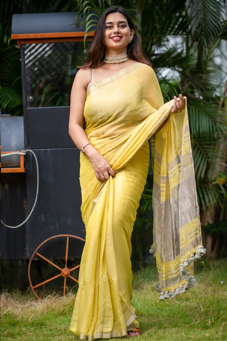 Tissue Silk Saree With Tassels