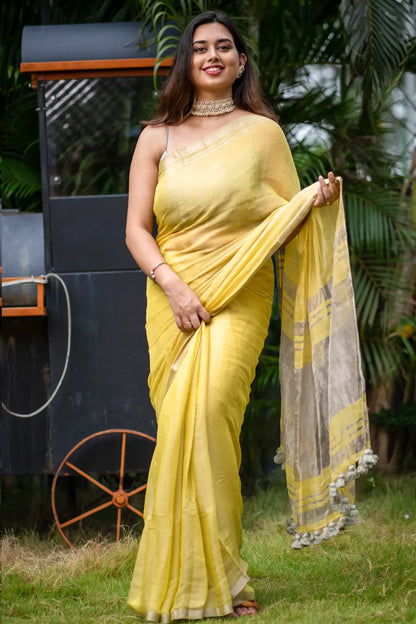 Tissue Silk Saree With Tassels