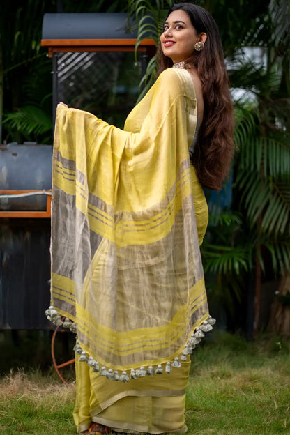 Tissue Silk Saree With Tassels
