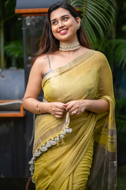 Tissue Silk Saree With Tassels