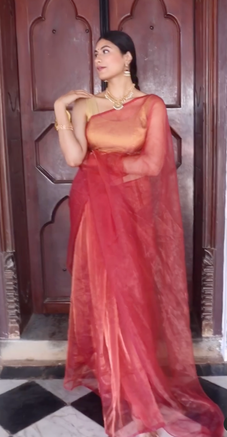 Honey Wine Semi Organza Saree