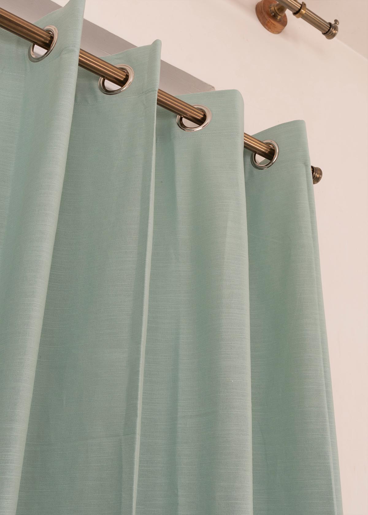 Room Darkening - Nile Blue Pure Cotton Plain Curtain