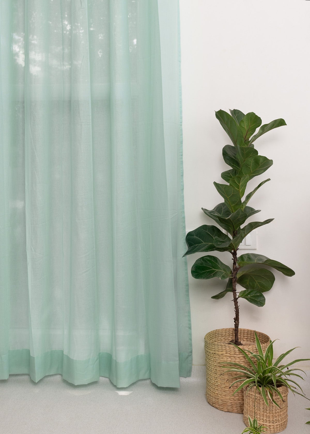 Light Filtering - Solid Nile Blue Sheer Cotton Curtain