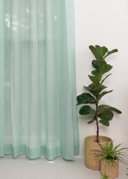 Light Filtering - Solid Nile Blue Sheer Cotton Curtain