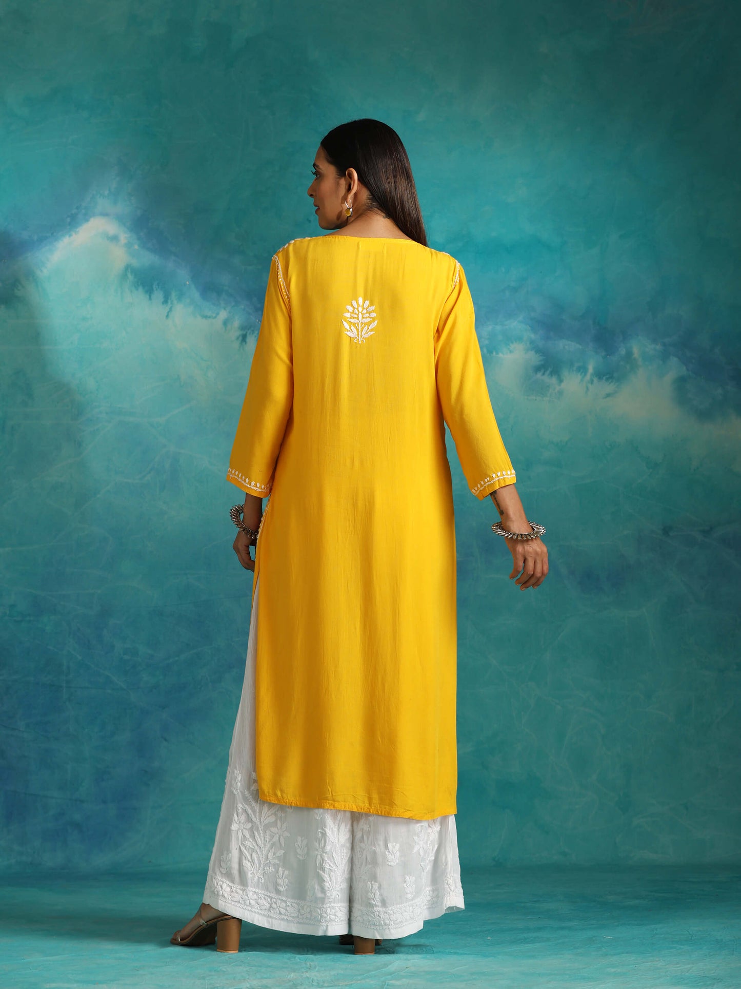 Nisa Mango Yellow Chikankari Kurta