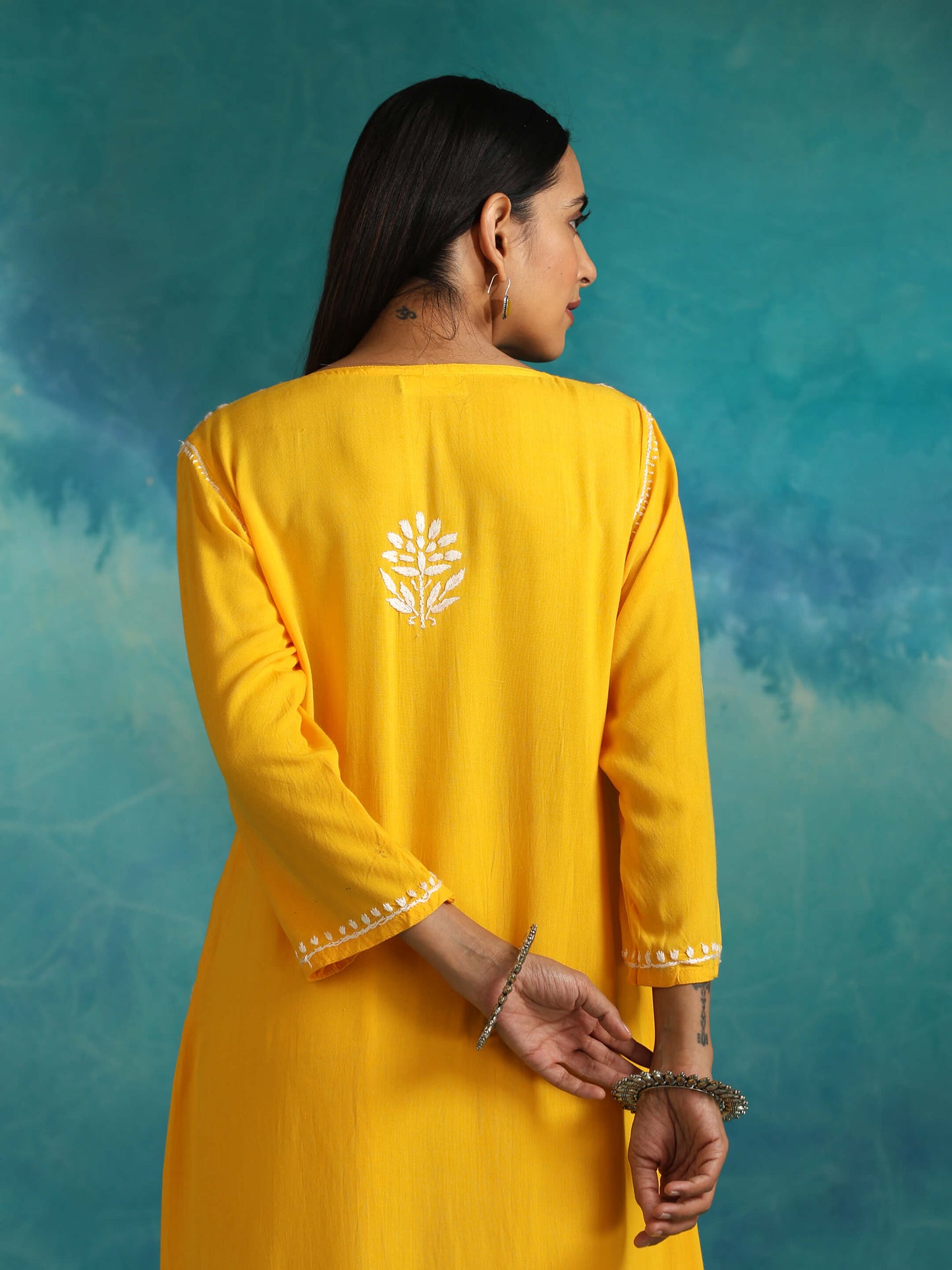 Nisa Mango Yellow Chikankari Kurta