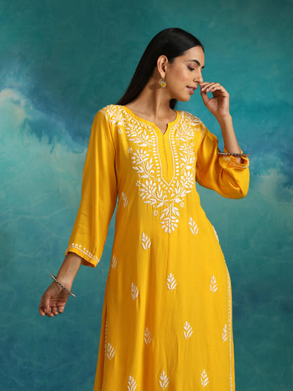 Nisa Mango Yellow Chikankari Kurta