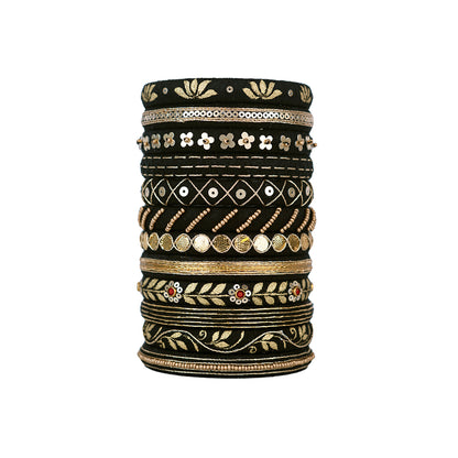 Nisha Black & Gold Bangle Set