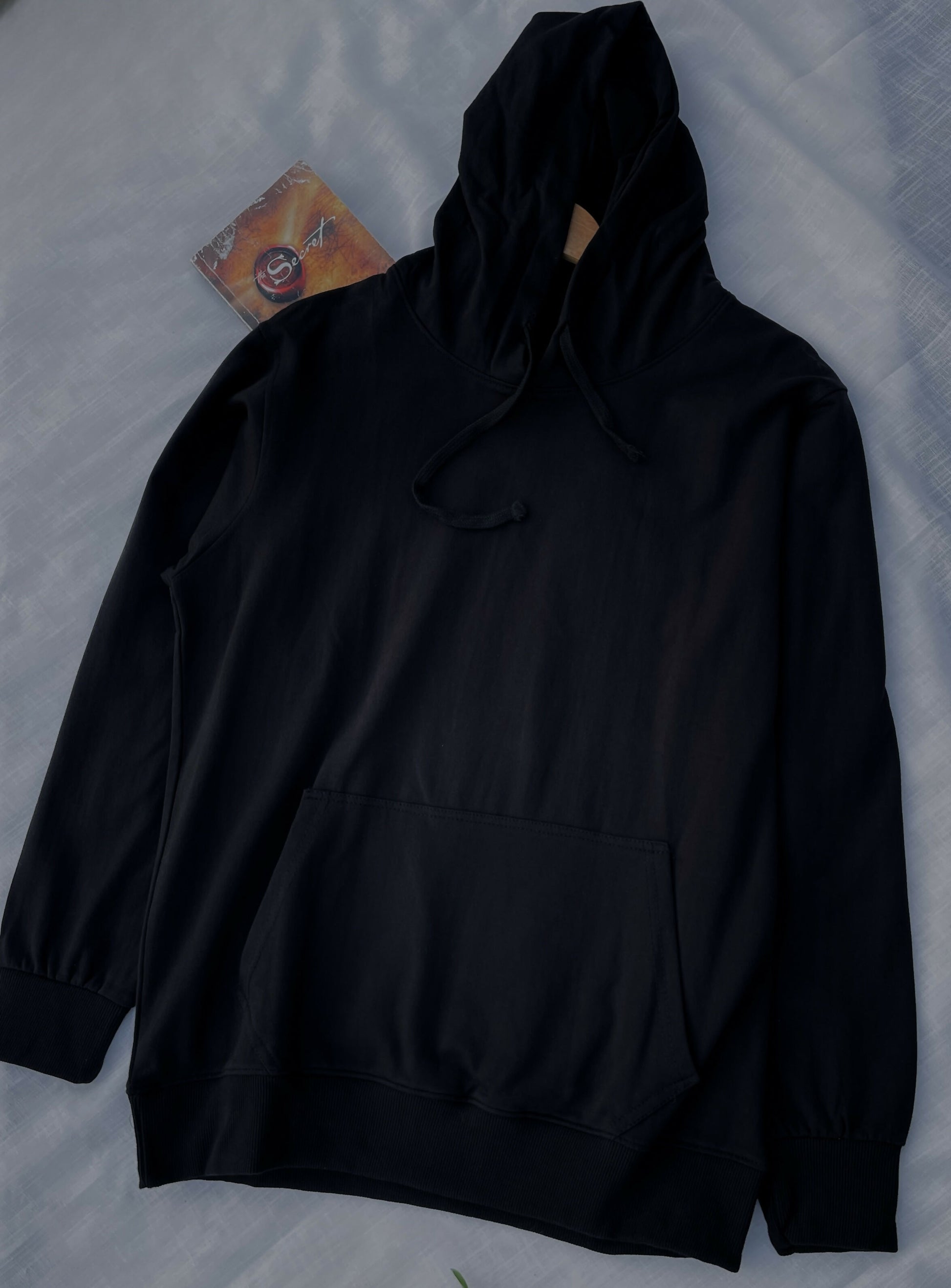 Personalised Date Name Embroidered Black Hoodie Black S Cotton