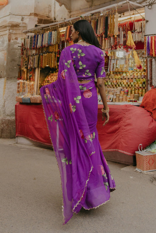Savina Chiffon Hanpainted Saree