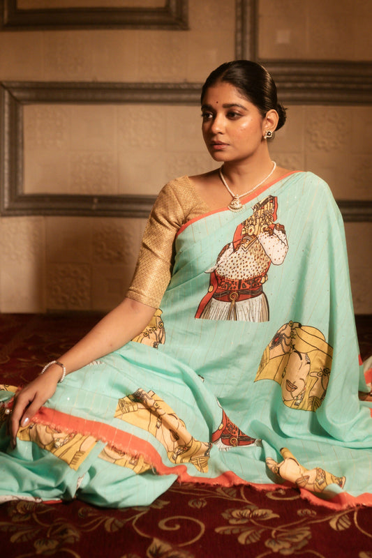 Madhubala Printed Blue Saree