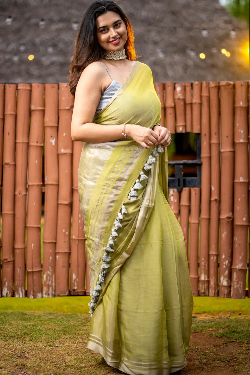 Tissue Silk Saree With Tassels