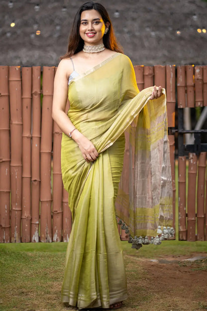 Tissue Silk Saree With Tassels