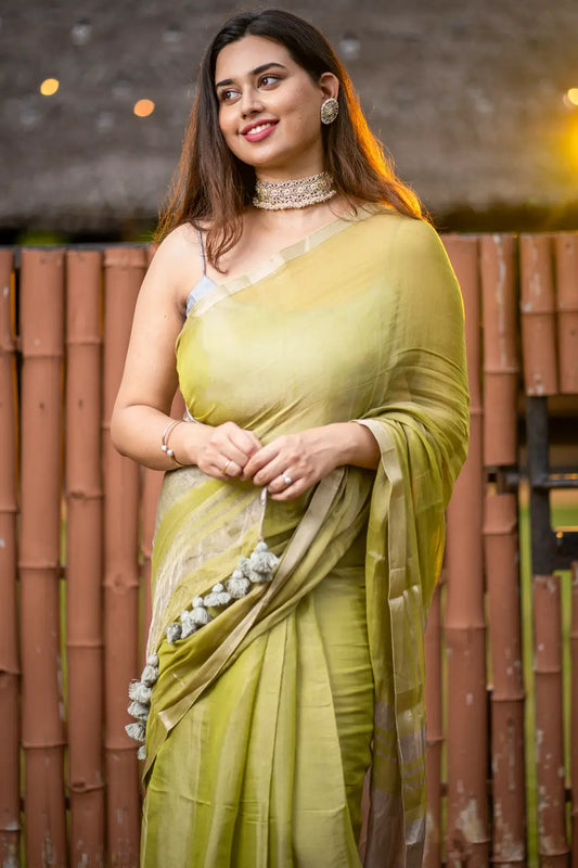 Tissue Silk Saree With Tassels