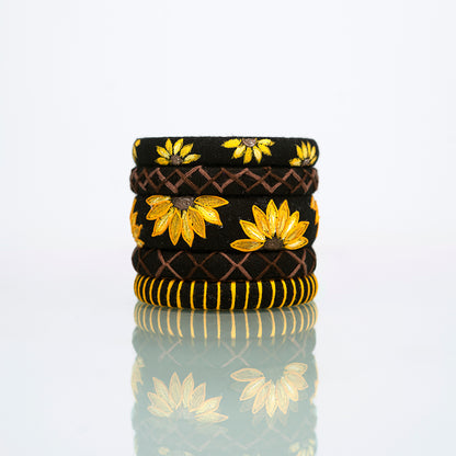 Varda Hand-painted Sunflower Bangle Set