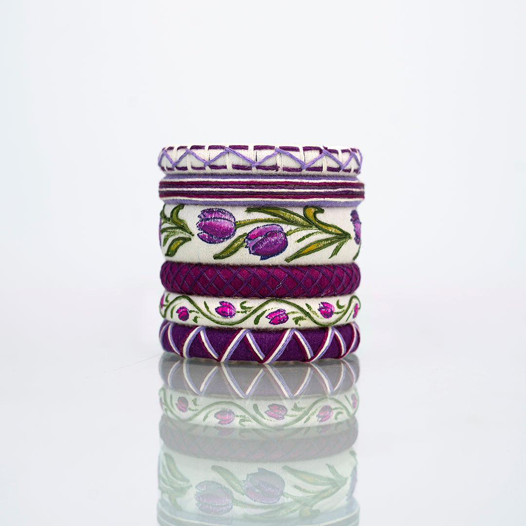 Nalini Purple Tulip Threadwork Hand-Painted Thread Bangles