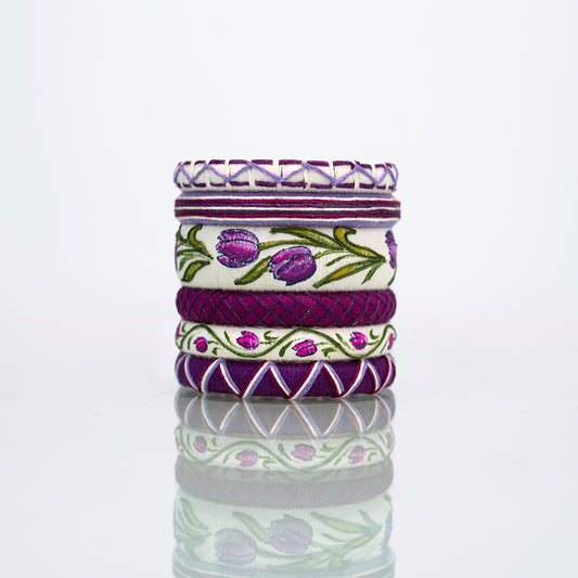 Nalini Purple Tulip Threadwork Hand-Painted Thread Bangles