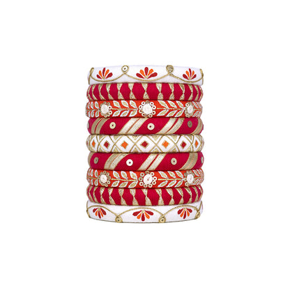 Anokhi Red & White Bangle Set