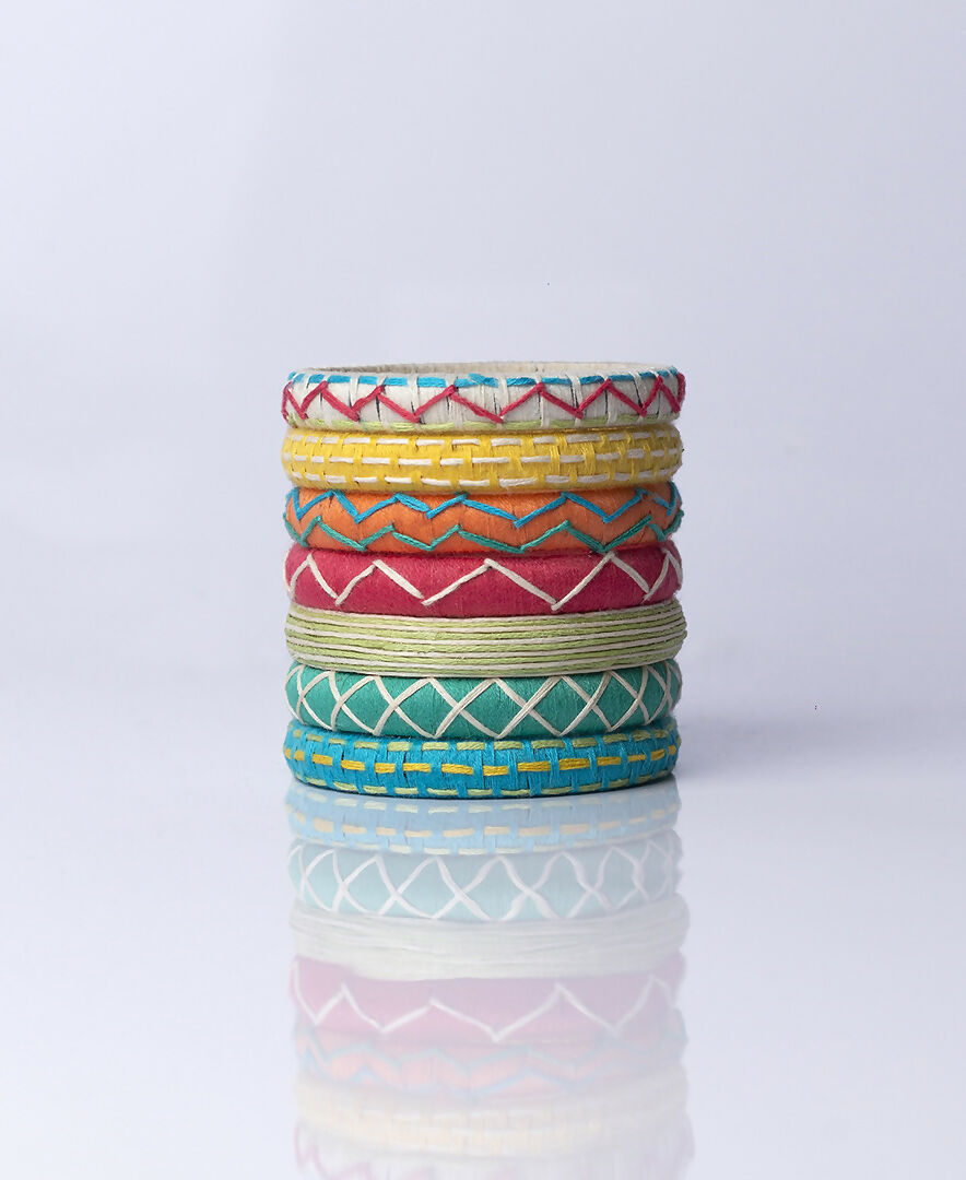 Tvsiha Threadwork Pastel Bangle Set