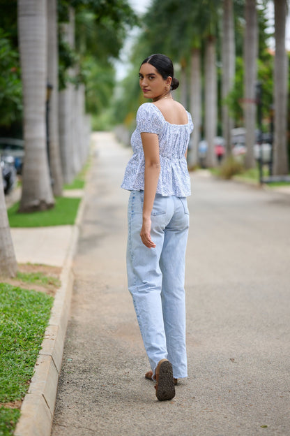 Aqua Peplum Top