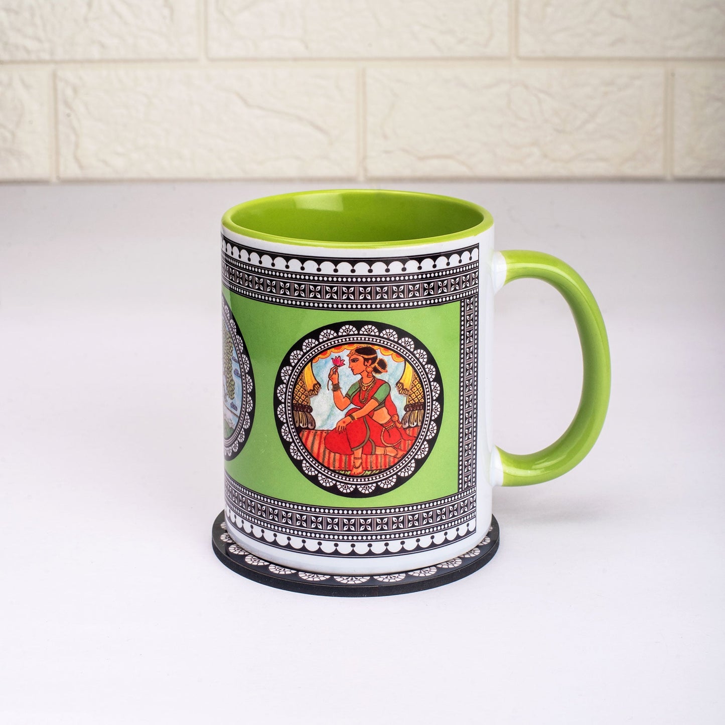 Paripatra Pattachitra Mug with Coaster - Green