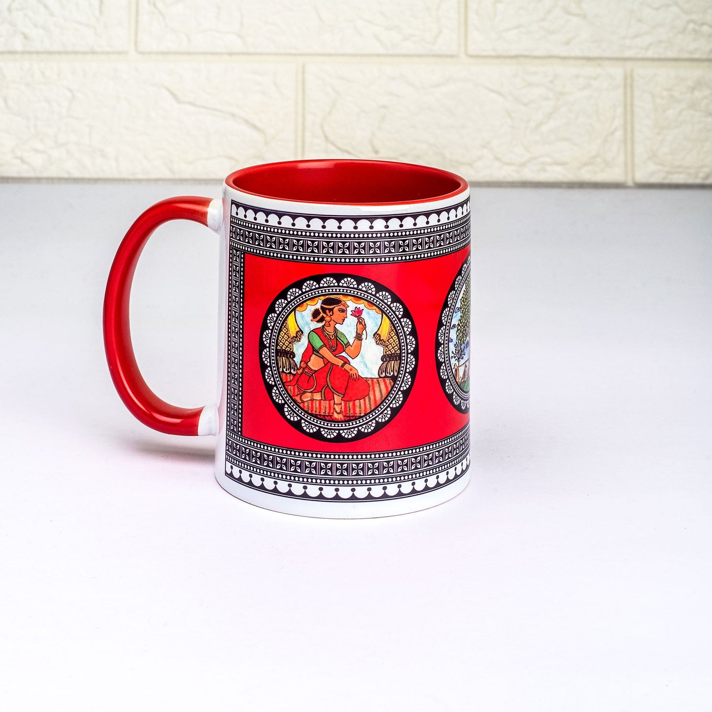 Paripatra Pattachitra Mug with Coaster - Red