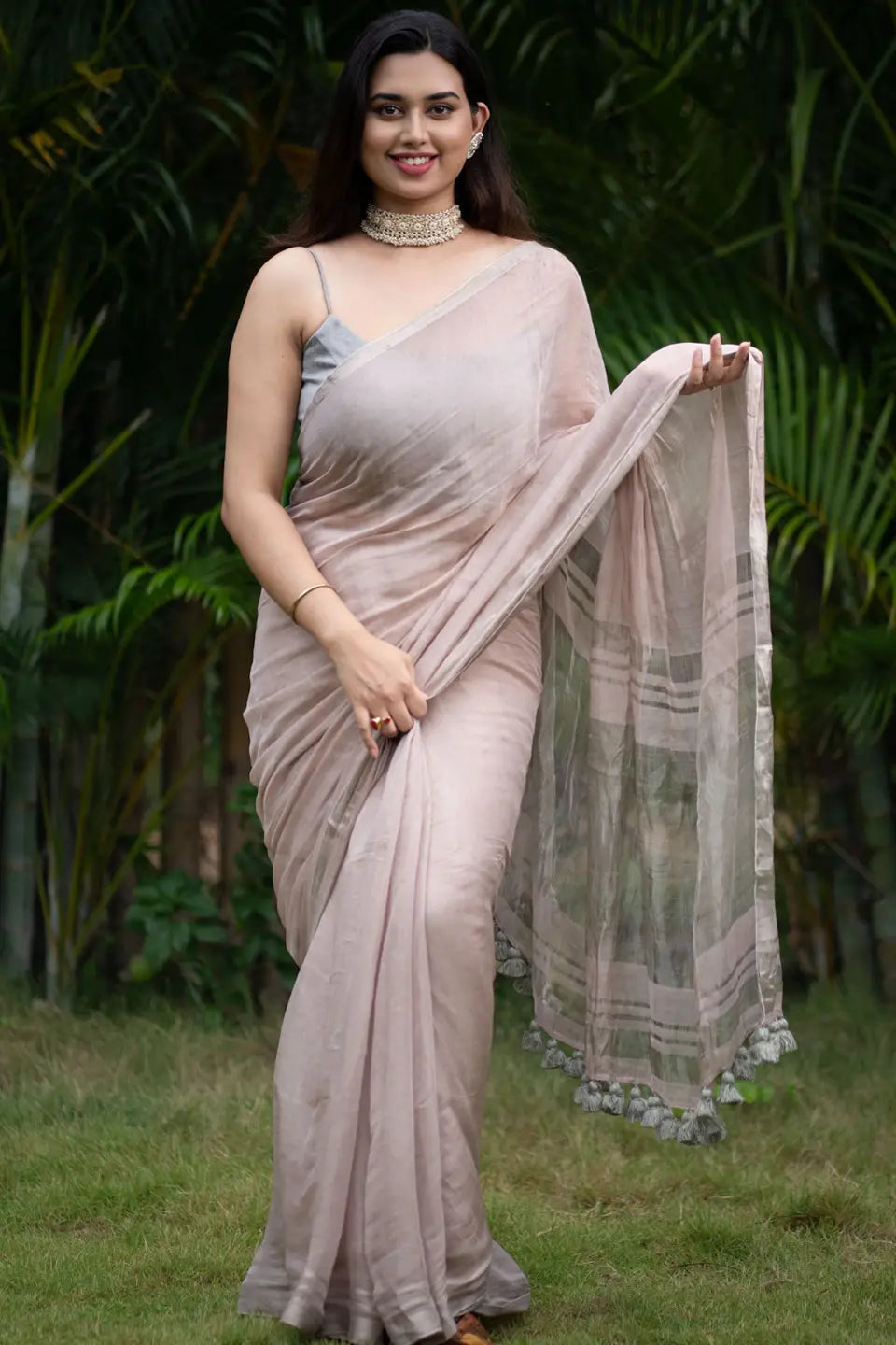 Tissue Silk Saree With Tassels