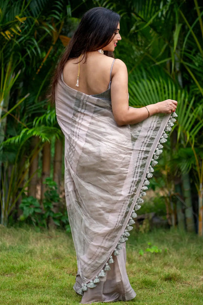 Tissue Silk Saree With Tassels
