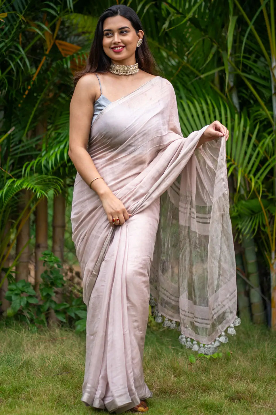 Tissue Silk Saree With Tassels