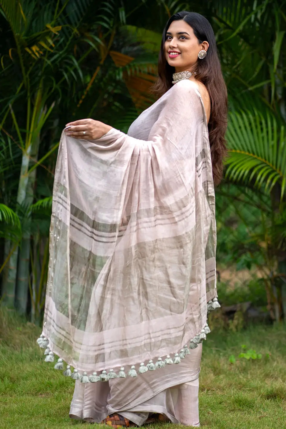 Tissue Silk Saree With Tassels