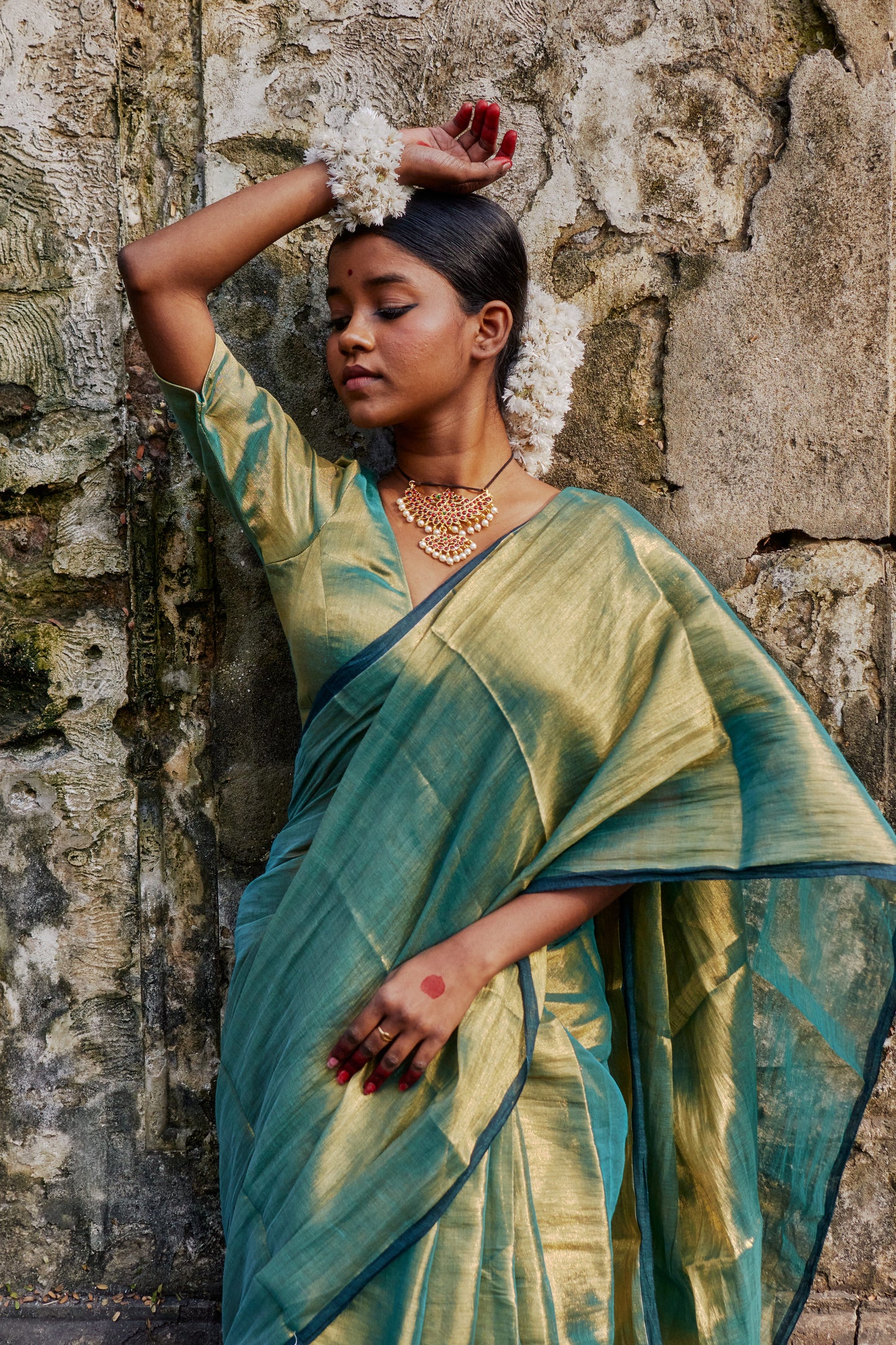 Pataka Green Tissue Saree