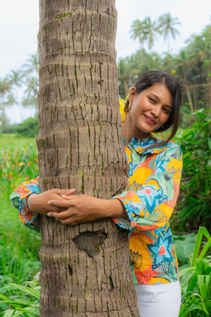 Picnic Date Blooming Love Cotton Collared Top