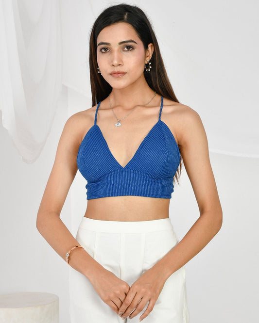 Blue Cotton Kantha Bralette