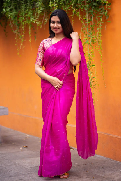Scallop Border Organza Saree