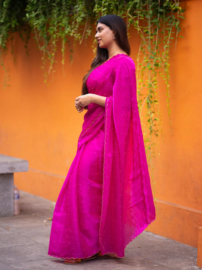 Scallop Border Organza Saree