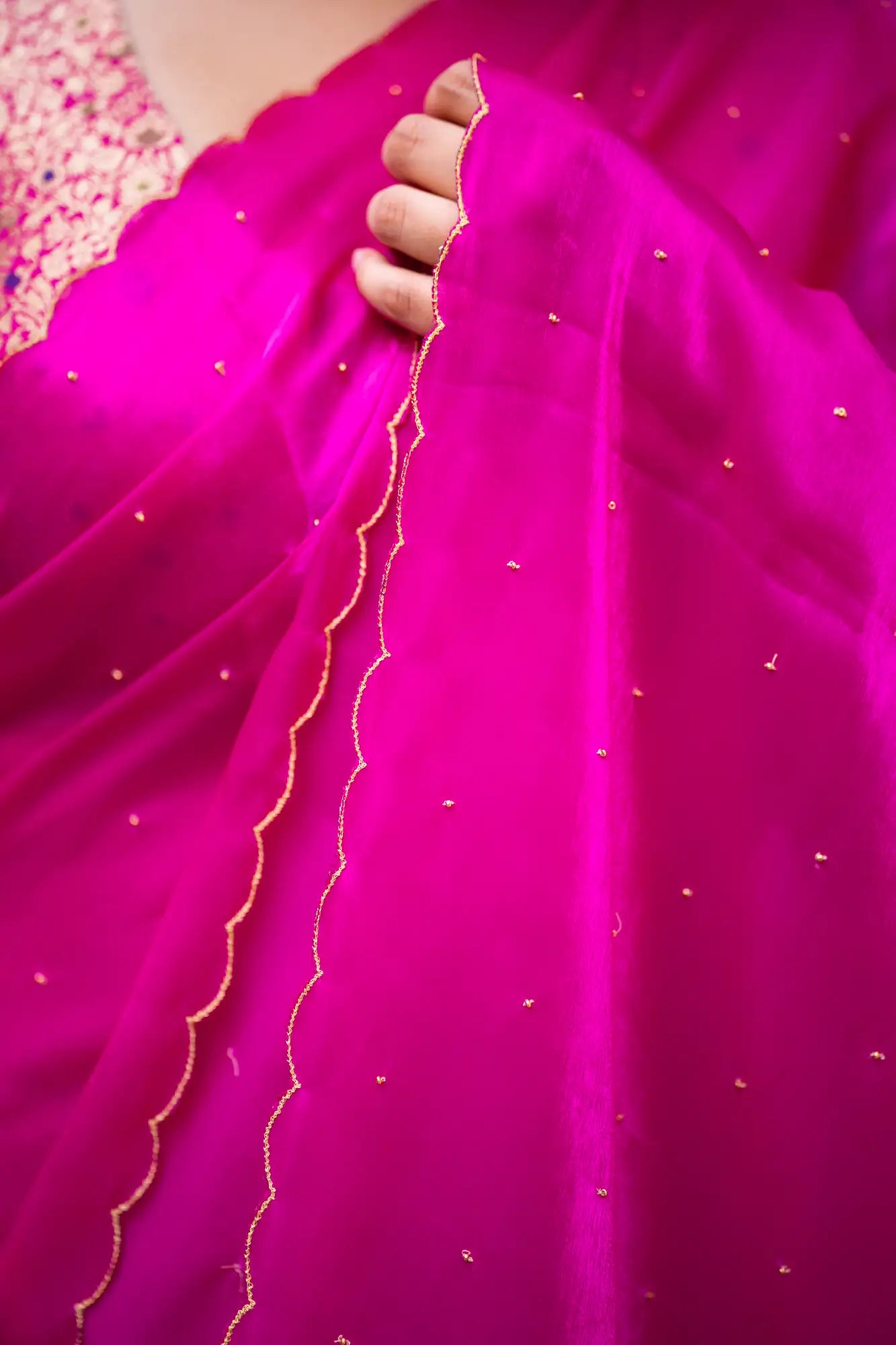 Scallop Border Organza Saree